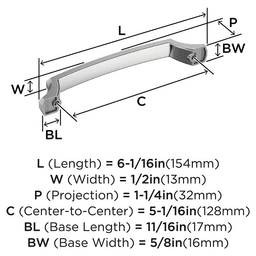 128mm Bellamy Cabinet Pull, Polished Chrome Alt 1 - Image