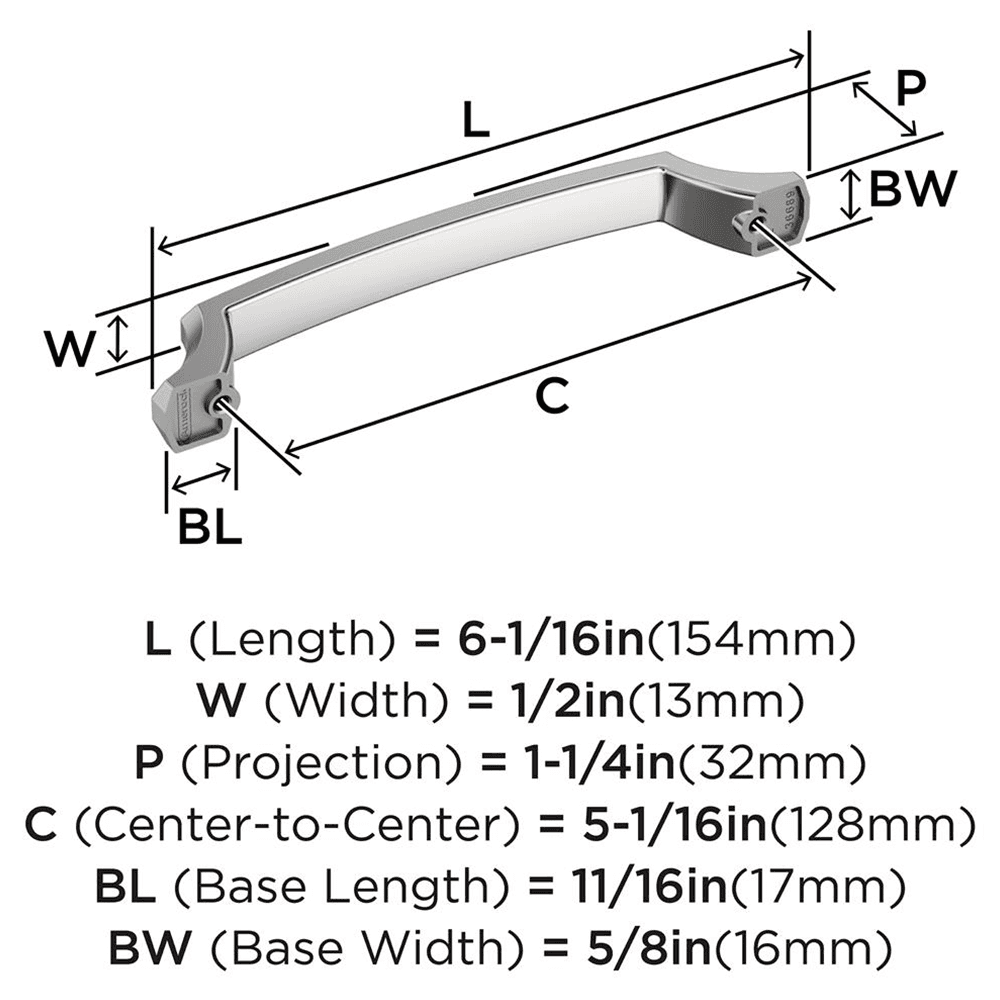128mm Bellamy Cabinet Pull, Polished Nickel Alt 1 - Image