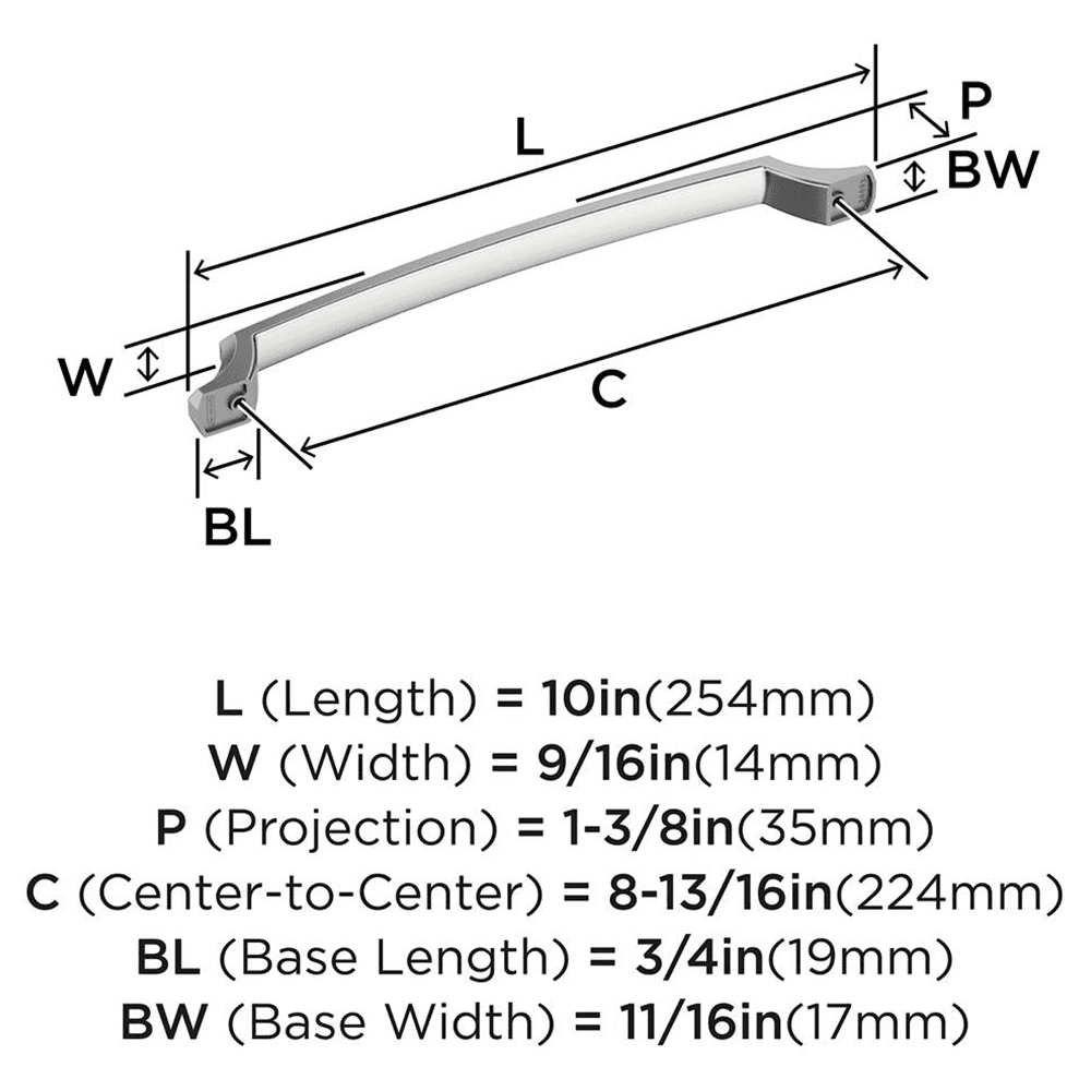 224mm Bellamy Cabinet Pull, Polished Chrome Alt 1 - Image