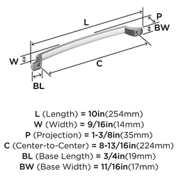 224mm Bellamy Cabinet Pull, Polished Chrome Alt 1 - Image
