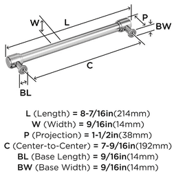 256mm Bellamy Cabinet Pull, Polished Chrome Alt 1 - Image
