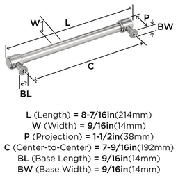 256mm Bellamy Cabinet Pull, Satin Nickel Alt 1 - Image