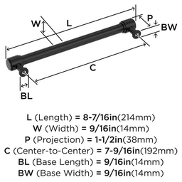 256mm Bellamy Cabinet Pull, Matte Black Alt 1 - Image