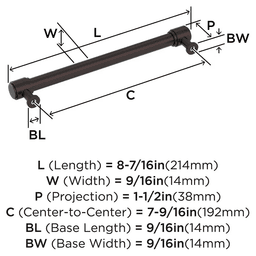 256mm Bellamy Cabinet Pull, Oil-Rubbed Bronze Alt 1 - Image
