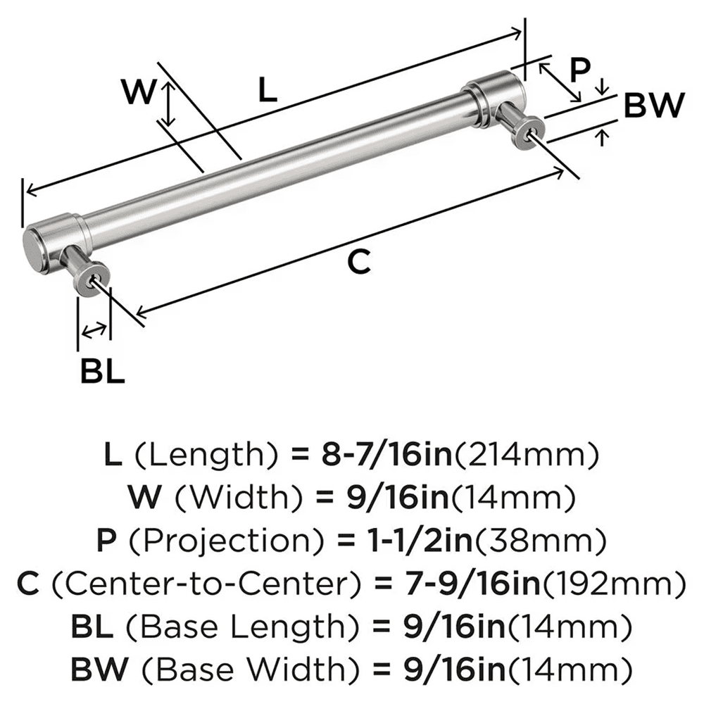 256mm Bellamy Cabinet Pull, Polished Nickel Alt 1 - Image