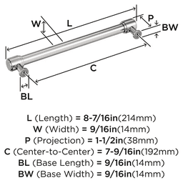 256mm Bellamy Cabinet Pull, Polished Nickel Alt 1 - Image