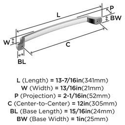 305mm Bellamy Appliance Pull, Polished Chrome Alt 1 - Image