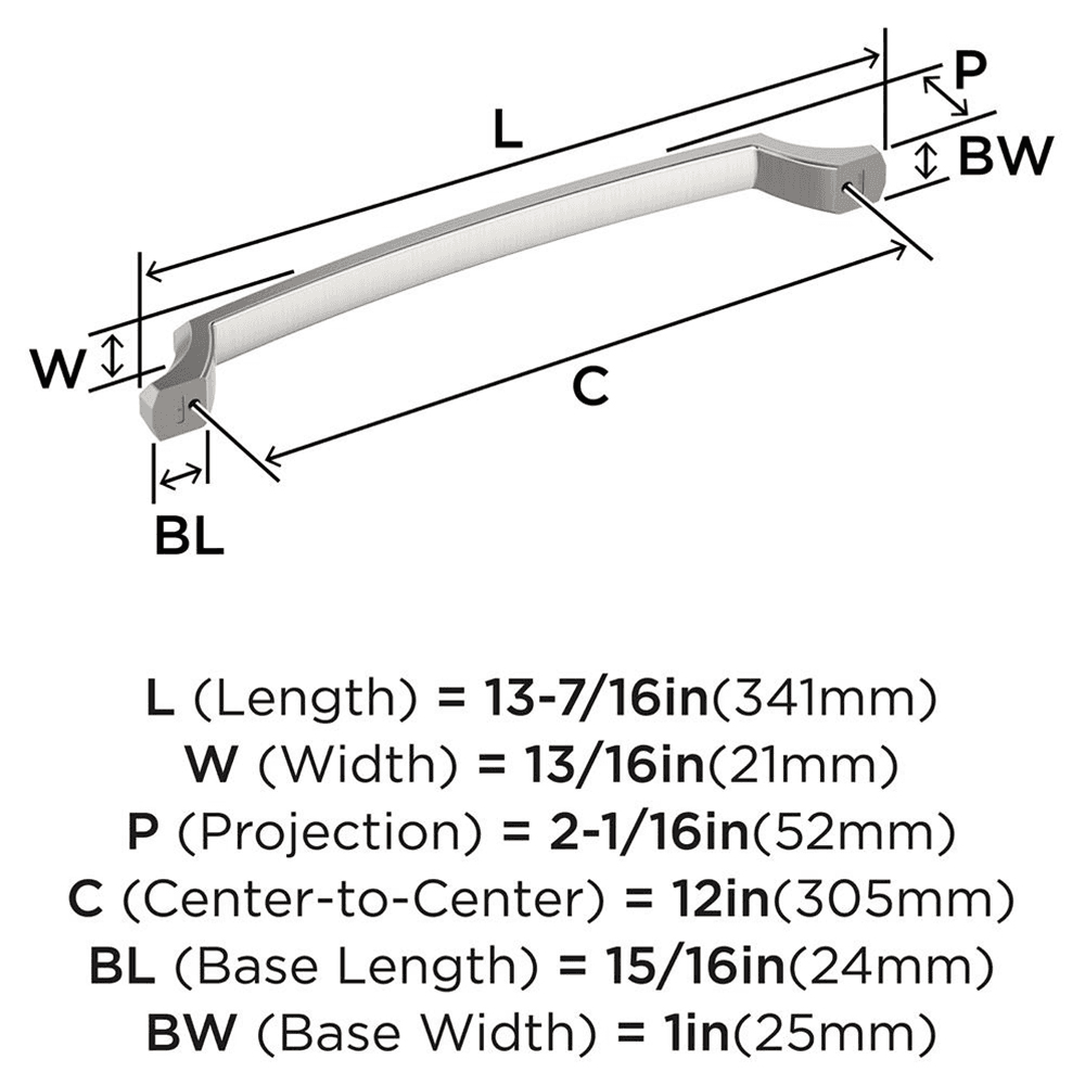 305mm Bellamy Appliance Pull, Satin Nickel Alt 1 - Image