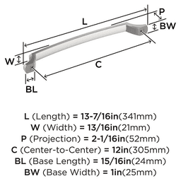 305mm Bellamy Appliance Pull, Satin Nickel Alt 1 - Image