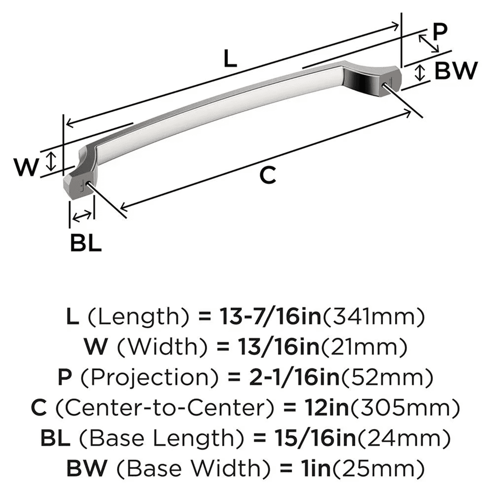 305mm Bellamy Appliance Pull, Polished Nickel Alt 1 - Image