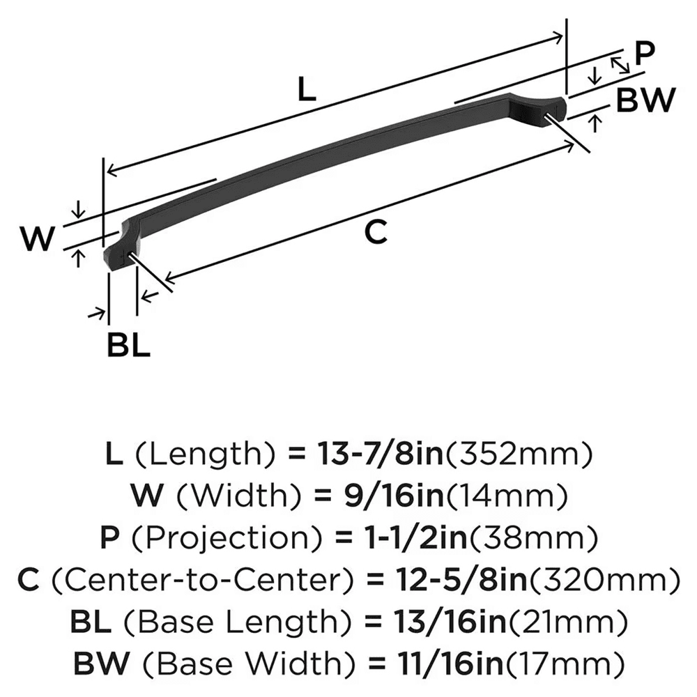 320mm Bellamy Cabinet Pull, Matte Black Alt 1 - Image