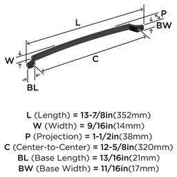 320mm Bellamy Cabinet Pull, Matte Black Alt 1 - Image