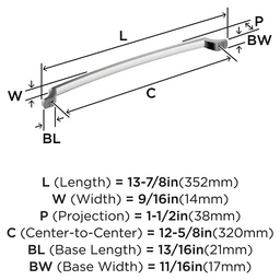 320mm Bellamy Cabinet Pull, Polished Nickel Alt 1 - Image