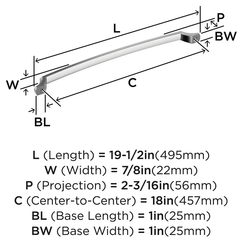 457mm Bellamy Appliance Pull, Polished Chrome Alt 1 - Image