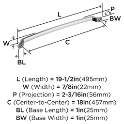 457mm Bellamy Appliance Pull, Polished Chrome Alt 1 - Image