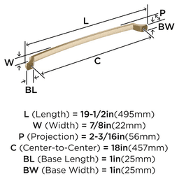 457mm Bellamy Appliance Pull, Golden Champagne Alt 1 - Image
