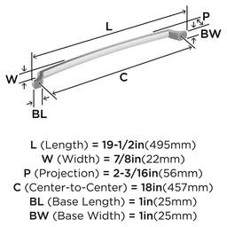 457mm Bellamy Appliance Pull, Satin Nickel Alt 1 - Image