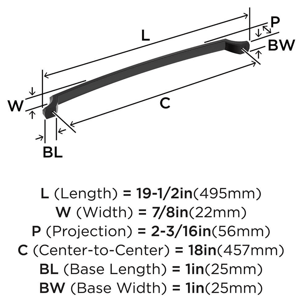 457mm Bellamy Appliance Pull, Matte Black Alt 1 - Image