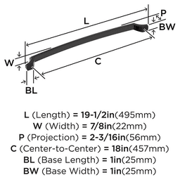 457mm Bellamy Appliance Pull, Matte Black Alt 1 - Image