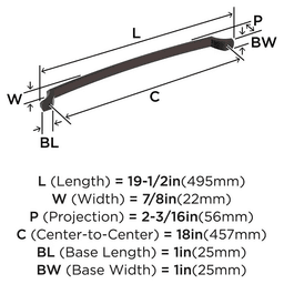 457mm Bellamy Appliance Pull, Oil-Rubbed Bronze Alt 1 - Image