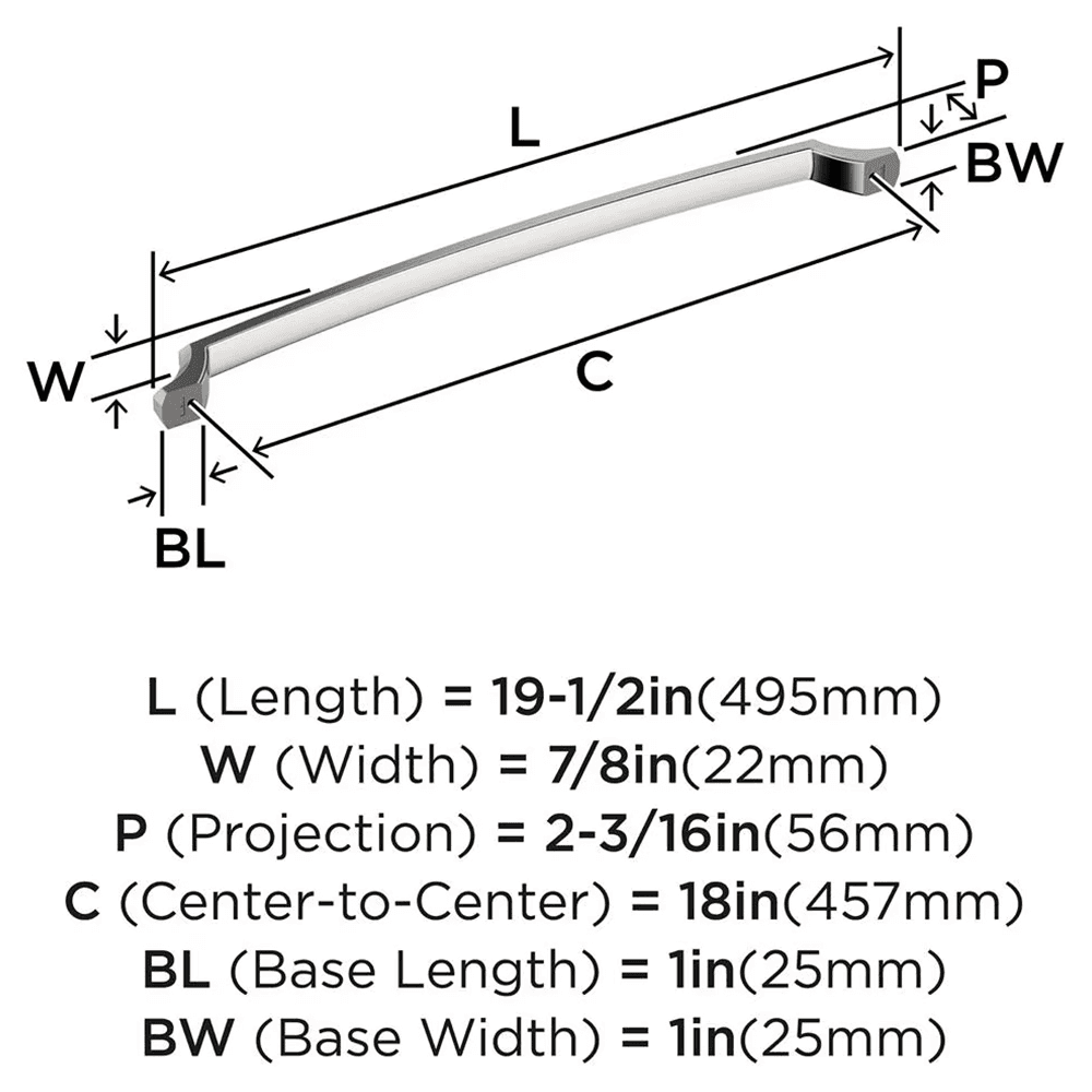 457mm Bellamy Appliance Pull, Polished Nickel Alt 1 - Image