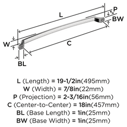 457mm Bellamy Appliance Pull, Polished Nickel Alt 1 - Image