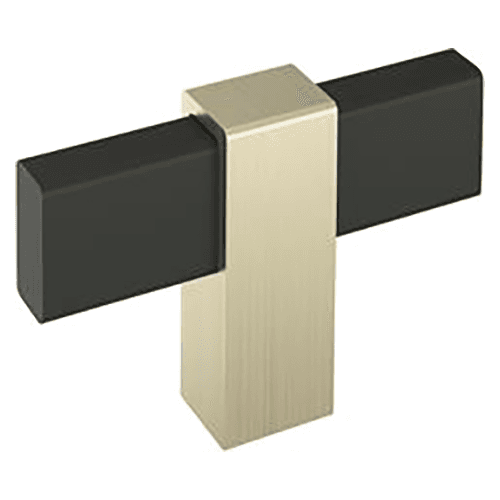 2-3/8" Mulino T-Handle Knob, Matte Black/Golden Champagne Main - Image