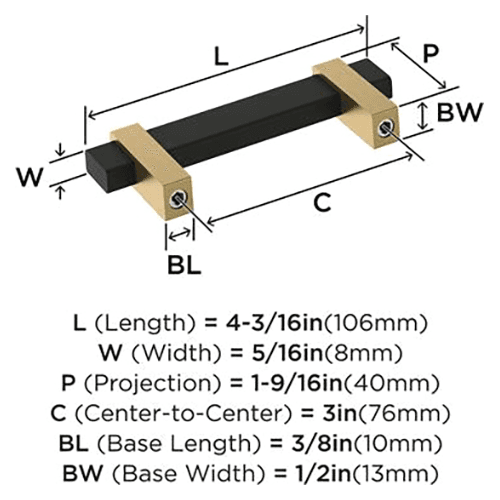 3" Mulino Cabinet Pull, Golden Champagne/Matte Black Alt 1 - Image