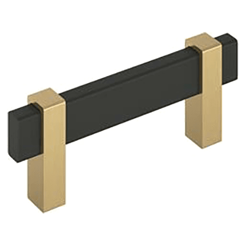 3" Mulino Cabinet Pull, Matte Black/Champagne Bronze Main - Image