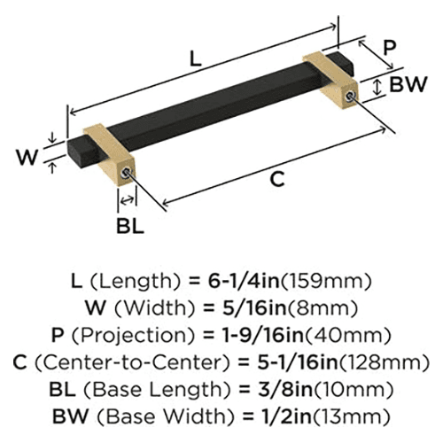 5-1/16" Mulino Cabinet Pull, Matte Black/Golden Champagne Alt 1 - Image