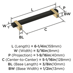 5-1/16" Mulino Cabinet Pull, Golden Champagne/Polished Chrome Alt 1 - Image