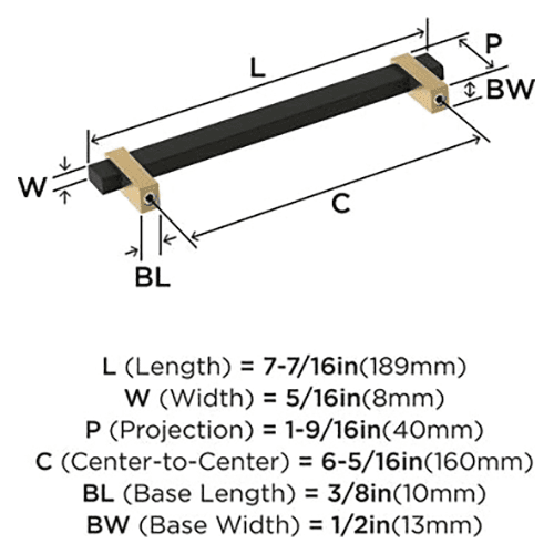 6-5/16" Mulino Cabinet Pull, Matte Black/Golden Champagne Alt 1 - Image