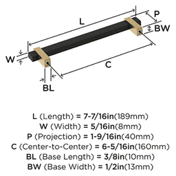 6-5/16" Mulino Cabinet Pull, Golden Champagne/Matte Black Alt 1 - Image