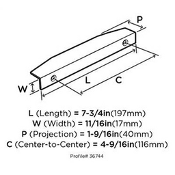 4-9/16" Aloft Edge Pull, Polished Nickel Alt 5 - Image