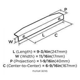 6-9/16" Aloft Edge Pull, Satin Nickel Alt 5 - Image