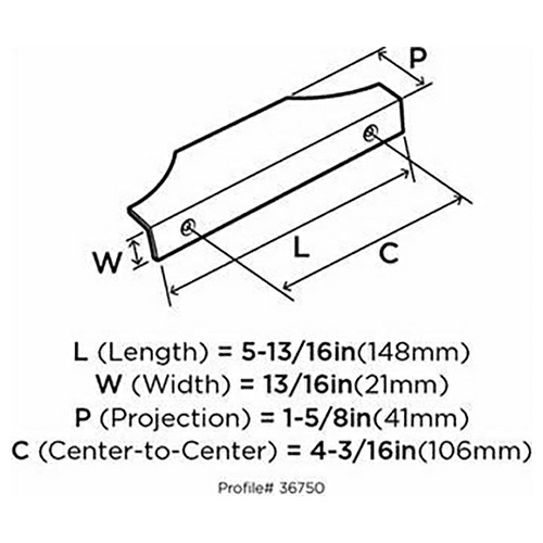 4-3/16" Extent Edge Pull, Black Chrome Alt 2 - Image