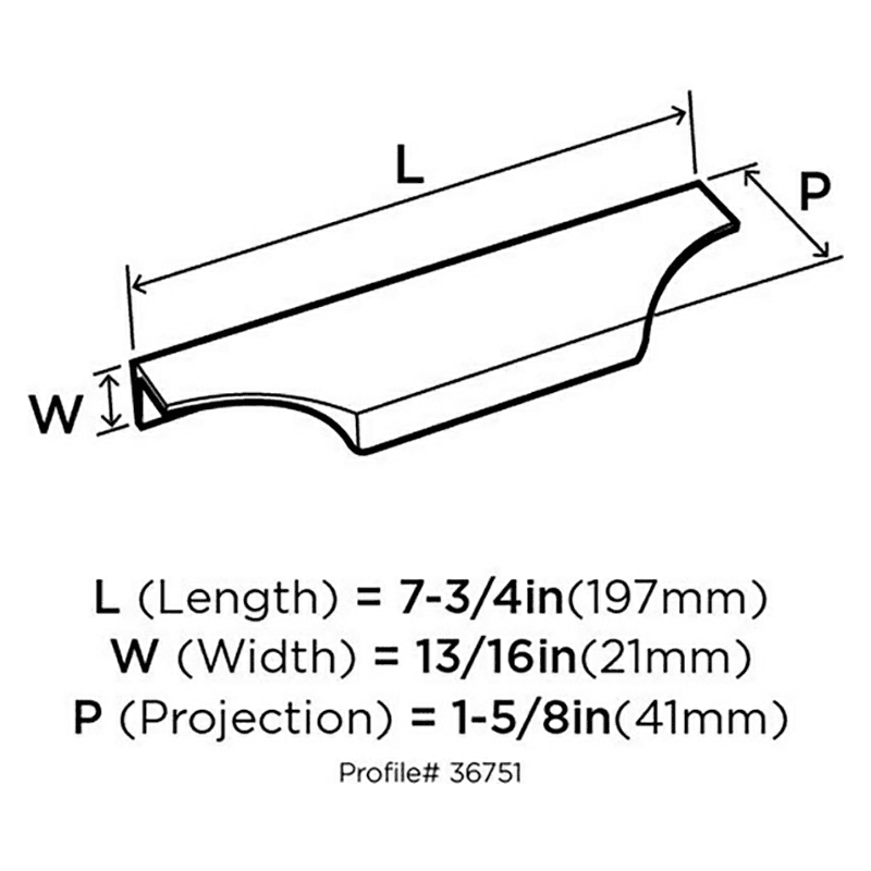 4-9/16&quot; Extent Edge Pull, Satin Nickel Alt 3 - Image