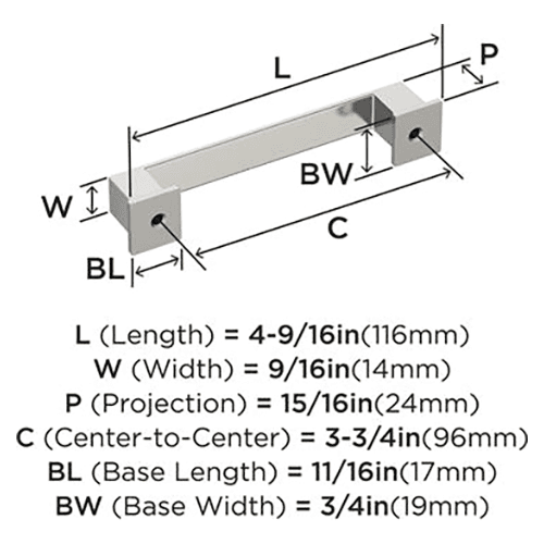 3-3/4" Appoint Cabinet Pull, Polished Nickel Alt 2 - Image
