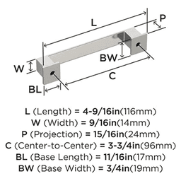 3-3/4" Appoint Cabinet Pull, Polished Nickel Alt 2 - Image