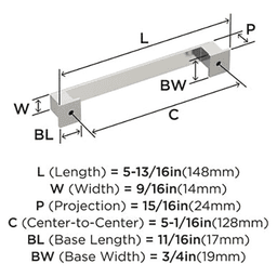 5-1/16" Appoint Cabinet Pull, Polished Nickel Alt 2 - Image