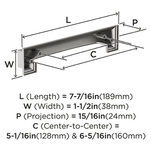 5-1/16" - 6-5/16" Appoint Cup Pull, Polished Nickel Alt 2 - Image