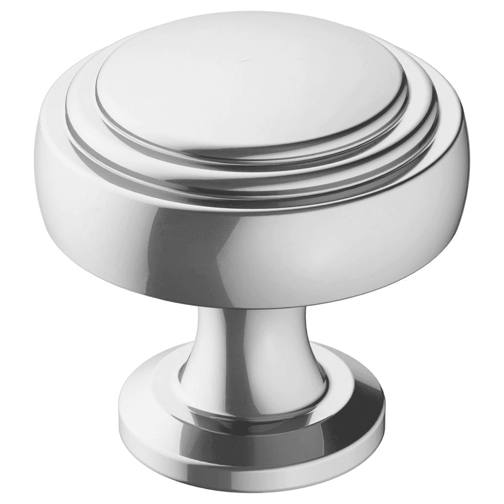 Amerock Winsome Mushroom Knob in Polished Chrome Finish on Black Background