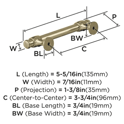 96mm Winsome Bar Pull, Golden Champagne Alt 3 - Image