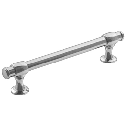 Amerock Winsome 128mm Bar Pull in Polished Chrome on Dark Wood Cabinet