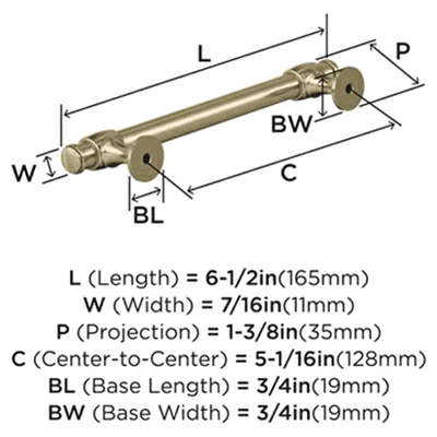 128mm Winsome Bar Pull, Golden Champagne Alt 3 - Image