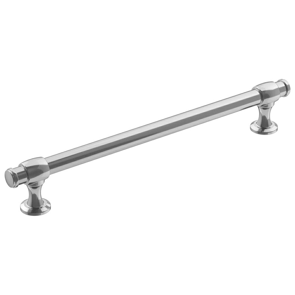 192mm polished chrome Winsome bar pull on white cabinet with black countertop