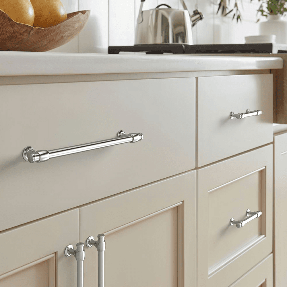 Amerock Winsome Bar Pull, Matte Black - Installed on Cabinet