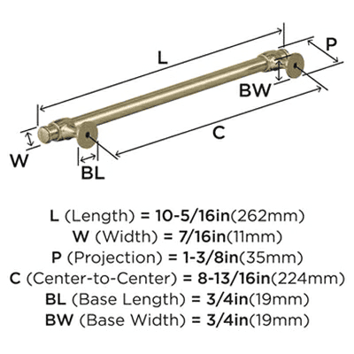 224mm Winsome Bar Pull, Golden Champagne Alt 3 - Image
