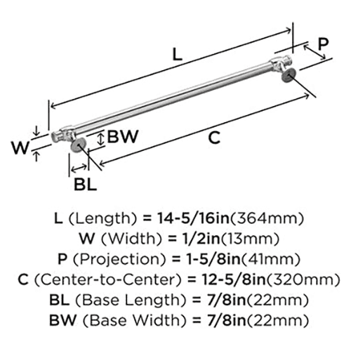 12-5/8" Winsome Cabinet Pull, Polished Chrome Alt 1 - Image