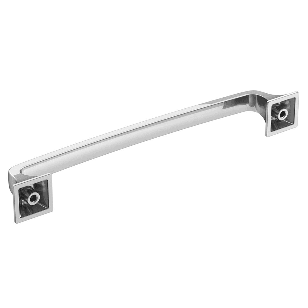 Amerock Ville Handle Pull in Satin Nickel finish on grey cabinet door